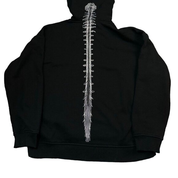 Forever 21 Men's Size L Black Hoodie With Snake & Spinal Design Excellent - Picture 3 of 8